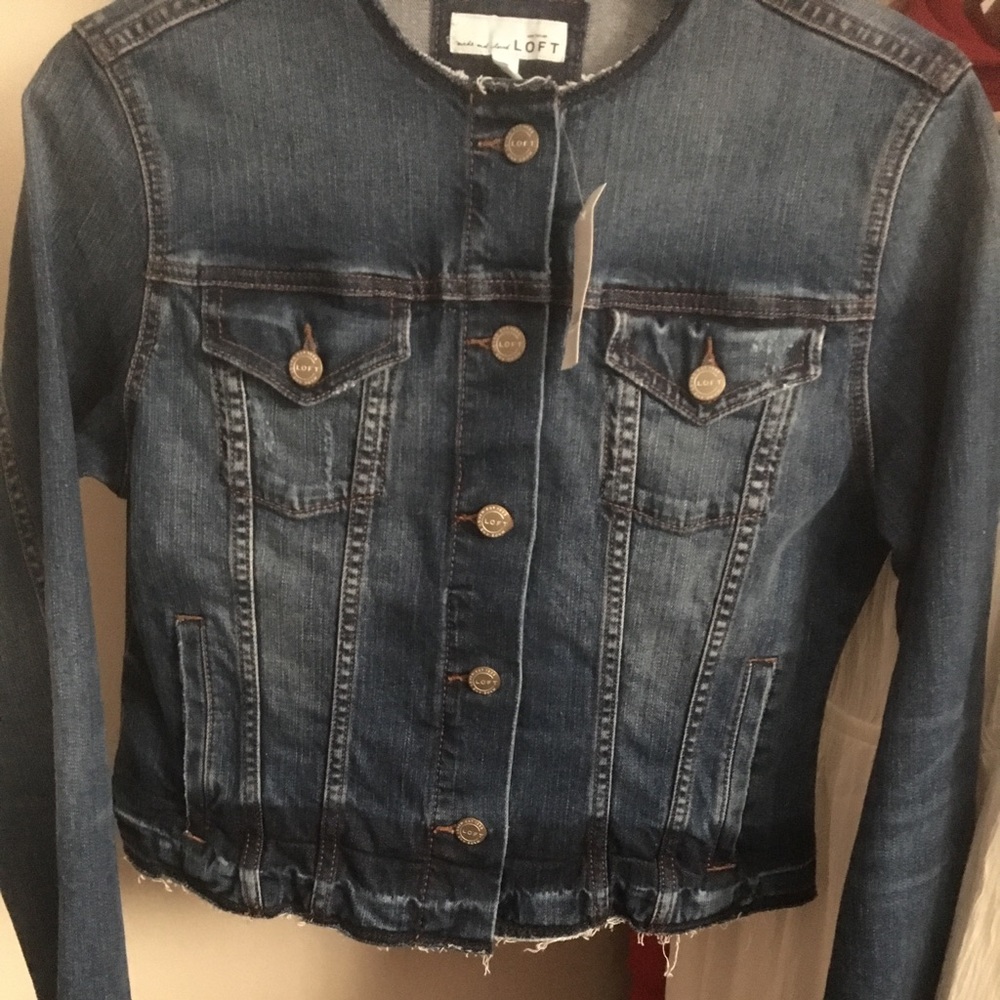 Loft collarless denim jacket (NWT)